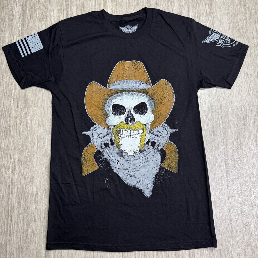 We The People Holsters USA Shirt Mens S Cowboy Skull 2nd Amendment Black Tee